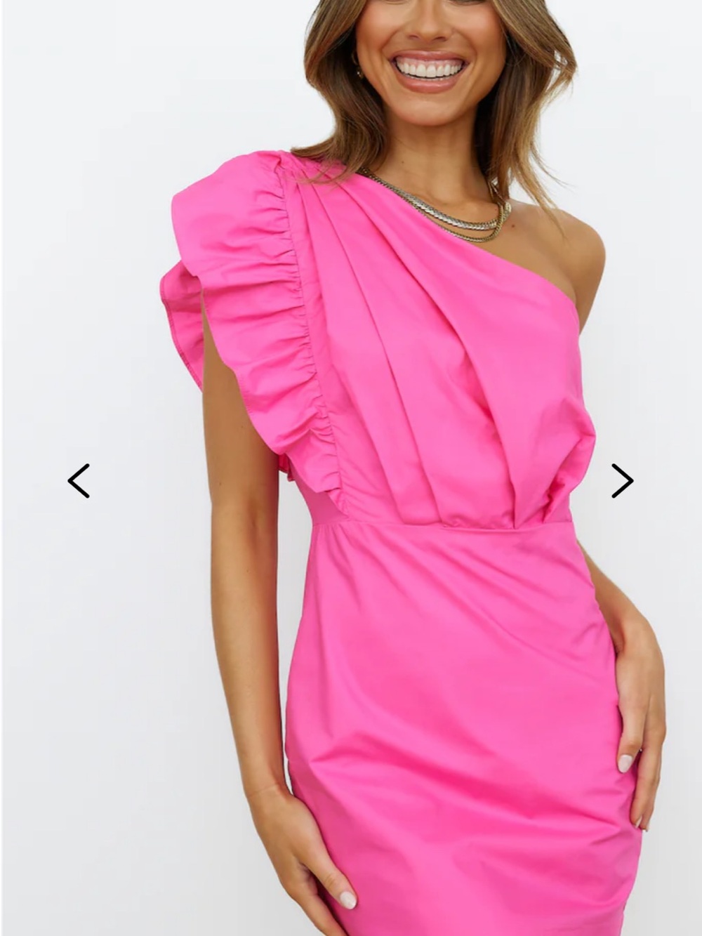 NWT Hello Molly One-Shoulder FUN ON THE SIDE MINI DRESS PINK